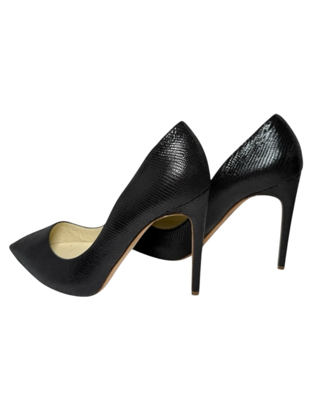 Rupert Sanderson Black Embossed Leather Stiletto Pumps EU 38.5 US 8 Italy